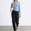 Top in jersey a maniche lunghe