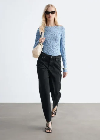 Top in jersey a maniche lunghe