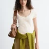 Top in jersey con ruches sul busto