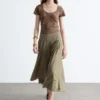 Top in jersey con ruches sul busto
