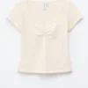 Top in jersey con ruches sul busto