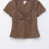 Top in jersey con ruches sul busto