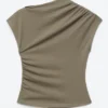 Top in jersey drappeggiato