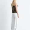 Top in seta stampato con coulisse