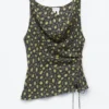 Top in seta stampato con coulisse