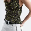 Top in seta stampato con coulisse