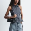 Top smanicato con coulisse