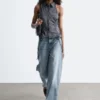 Top smanicato con coulisse