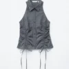 Top smanicato con coulisse
