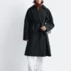Trench in lana con cintura