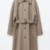 Trench in lana con cintura