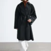 Trench in lana con cintura