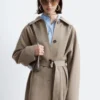 Trench in lana con cintura